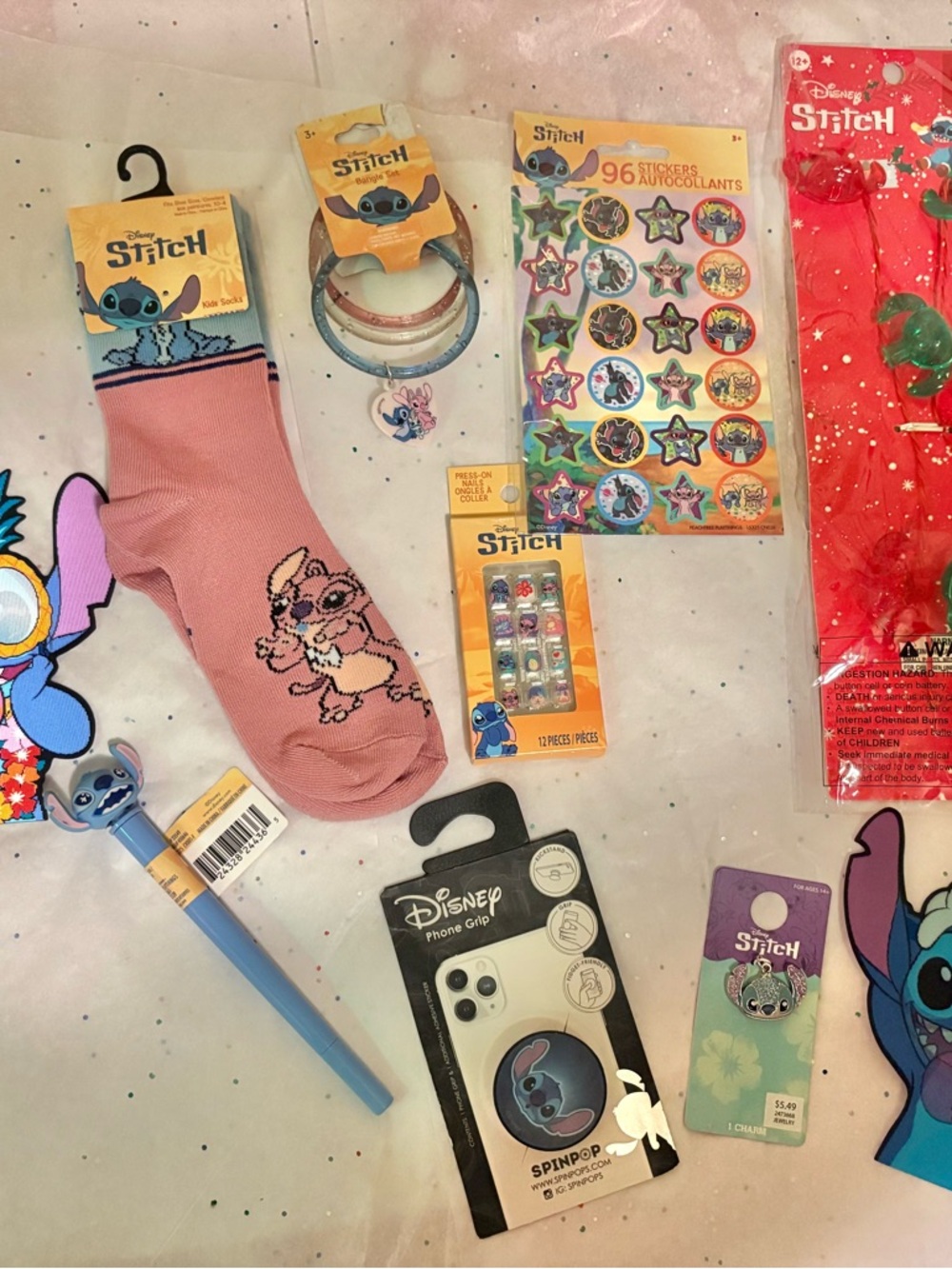 Disney Kids Pink Lilo & Stitch Socks with Character Detail